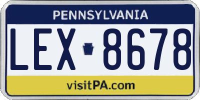 PA license plate LEX8678