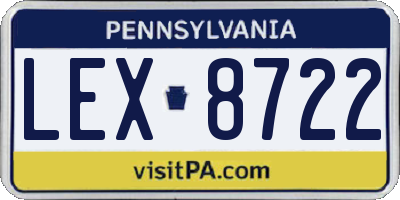 PA license plate LEX8722