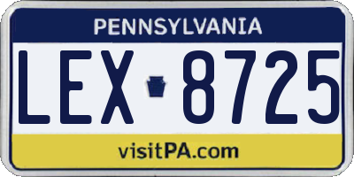 PA license plate LEX8725
