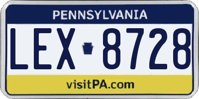 PA license plate LEX8728