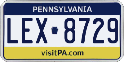 PA license plate LEX8729