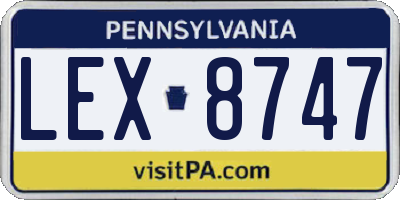 PA license plate LEX8747
