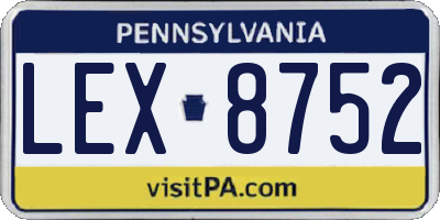 PA license plate LEX8752