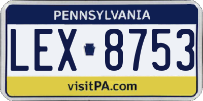 PA license plate LEX8753