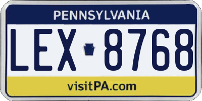 PA license plate LEX8768
