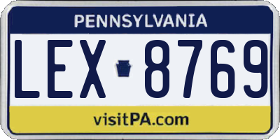 PA license plate LEX8769