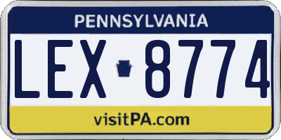 PA license plate LEX8774