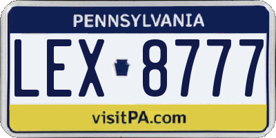 PA license plate LEX8777