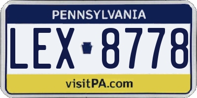 PA license plate LEX8778