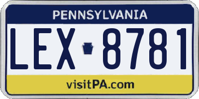 PA license plate LEX8781