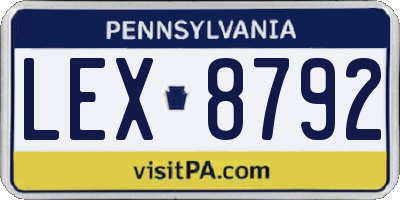 PA license plate LEX8792