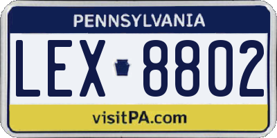 PA license plate LEX8802