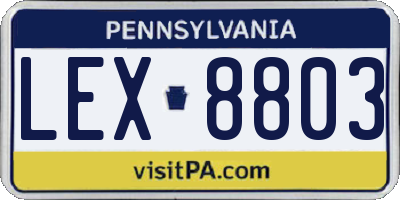 PA license plate LEX8803