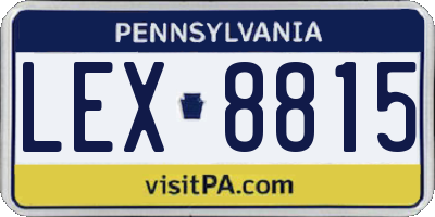 PA license plate LEX8815