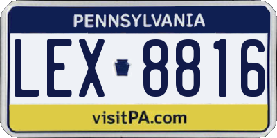 PA license plate LEX8816
