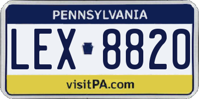 PA license plate LEX8820