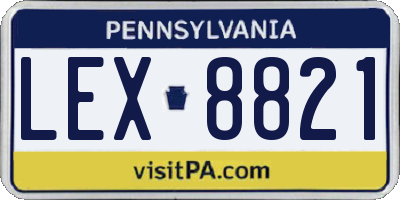 PA license plate LEX8821