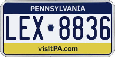 PA license plate LEX8836