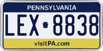 PA license plate LEX8838
