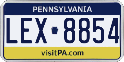 PA license plate LEX8854