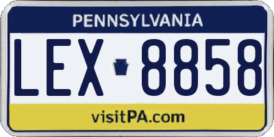 PA license plate LEX8858