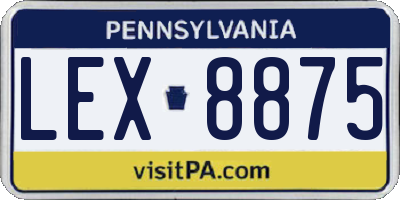 PA license plate LEX8875