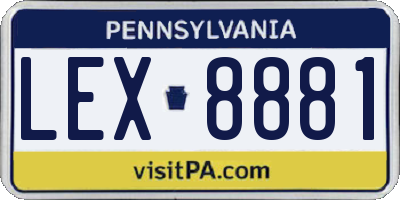 PA license plate LEX8881
