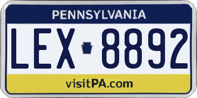 PA license plate LEX8892