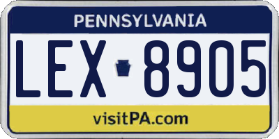 PA license plate LEX8905