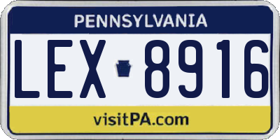 PA license plate LEX8916