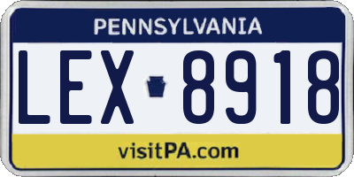PA license plate LEX8918