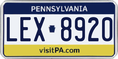 PA license plate LEX8920