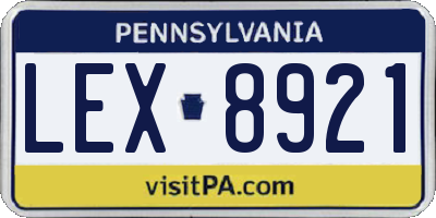 PA license plate LEX8921