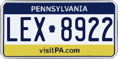 PA license plate LEX8922