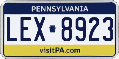PA license plate LEX8923