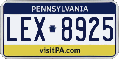 PA license plate LEX8925