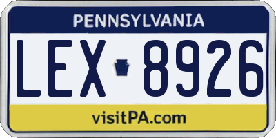 PA license plate LEX8926