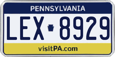 PA license plate LEX8929