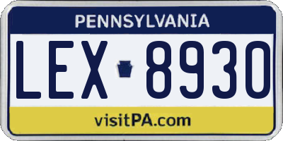 PA license plate LEX8930