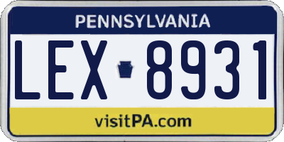 PA license plate LEX8931