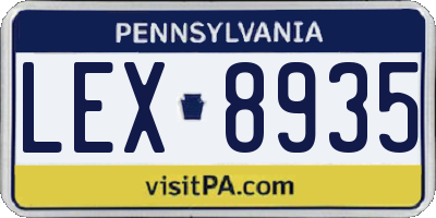 PA license plate LEX8935