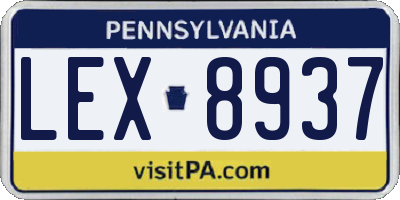 PA license plate LEX8937