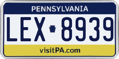 PA license plate LEX8939
