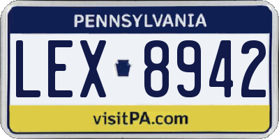 PA license plate LEX8942