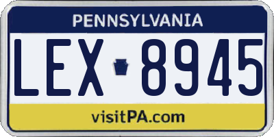 PA license plate LEX8945