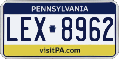 PA license plate LEX8962