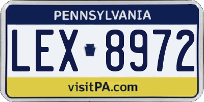 PA license plate LEX8972