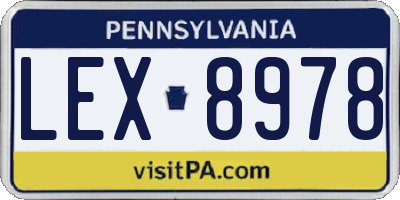 PA license plate LEX8978