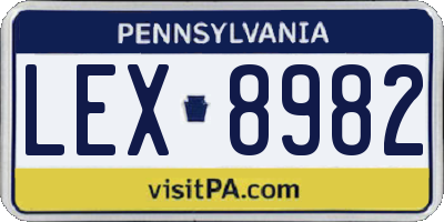 PA license plate LEX8982