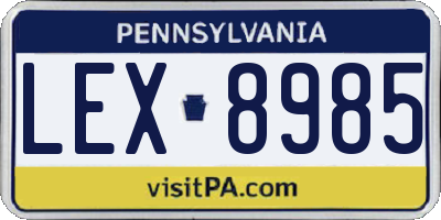 PA license plate LEX8985